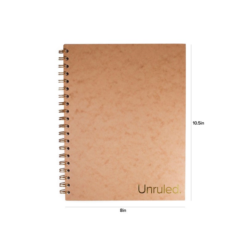 Unruled. Unruled Classic Blank Spiral Notebook, 60lb Premium Plain Paper, 70 Sheets, Recycled and Sustainable, 10.5" x 8", 3 Pack, Gold Foil/Wire - Image 3